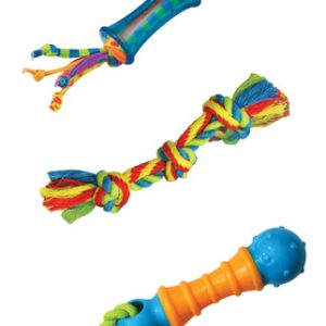 Orka Mini Dental Chew Toys for Canine – Set of three, Assorted Colours, Small Measurement