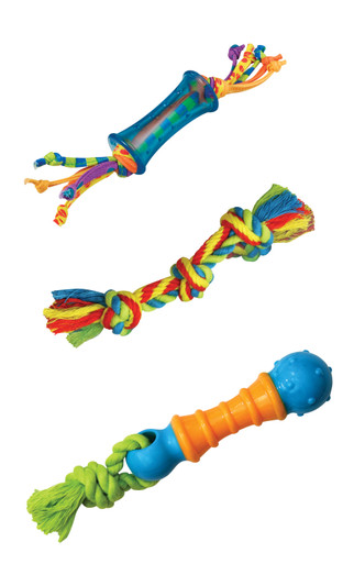 Orka Mini Dental Chew Toys for Canine – Set of three, Assorted Colours, Small Measurement