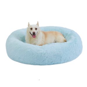 The Basic Calming Shag Donut Canine Mattress in Child Blue, 36 x 36 inches